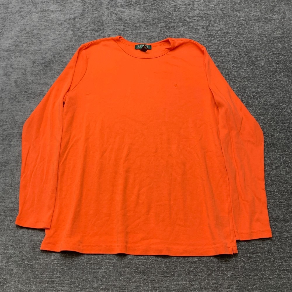 Lauren Ralph Lauren Shirt Mens 1X Orange Cotton Crew Neck Long Sleeve Pullover